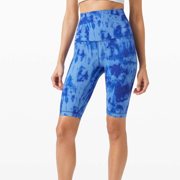 Lululemon Women's Size 4 Blue Tie Dye Align Super High Rise Shorts - Picture 1 of 5